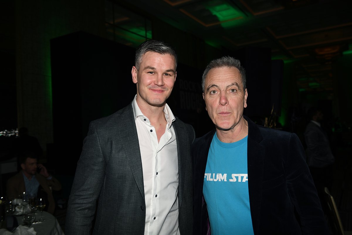 Our guest of honour, the amazing Johnny Sexton and the awesome James Nesbitt at RocknRugby24. Johnny received an award for his outstanding services to Rugby. Donations can still be made, please click the link iyf.org.uk #RNR2024 #rugby #johnnysexton #jamesnesbitt