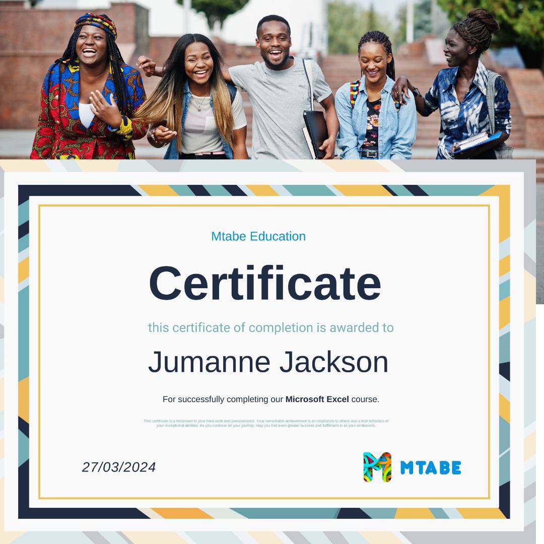 Umeshapata cheti chako ya Microsoft Excel? 🔥

Tembelea mtabe.co/c/excel uanze kusoma kusoma Excel kwa mfumo wa video ukifundishwa kwa lugha ya kiswahili kuanzia mwanzo mpaka mwisho. 

Kozi nzima ni shilingi elfu 10 TU. Baada ya hapo, kozi ni yako milele.