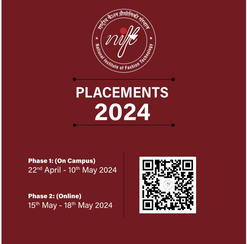 In continuation of  Samvaad - कल आज और कल, NIFT takes the pleasure in inviting you to the Campus Placement drive for our Undergraduate and Postgraduate batch of 2024.

#nift #niftplacements #campusplacements #iamnift