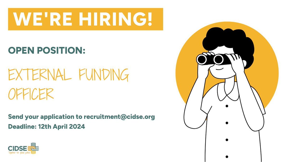 📢 We are hiring! 🔍 CIDSE Secretariat is seeking a highly motivated External Funding Officer in Brussels 📍 🌍 Passionate about global justice? 👉 Apply by April 12th 🔴 Details: buff.ly/3TohQg4 #HiringNow #ExternalFunding
