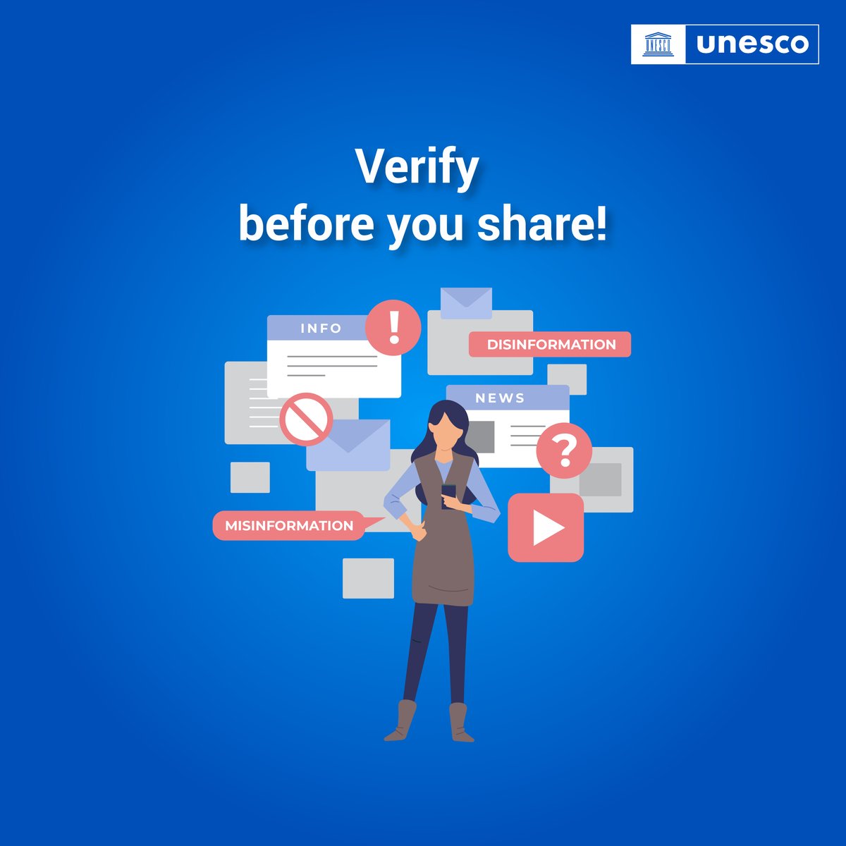 🚫 Stop the spread of disinformation! 🕵️‍♀️ Verify the information before you share! Together, we can combat cyberbullying and keep our online community safe and informed. en.unesco.org/themes/media-p… #ThinkBeforeSharing