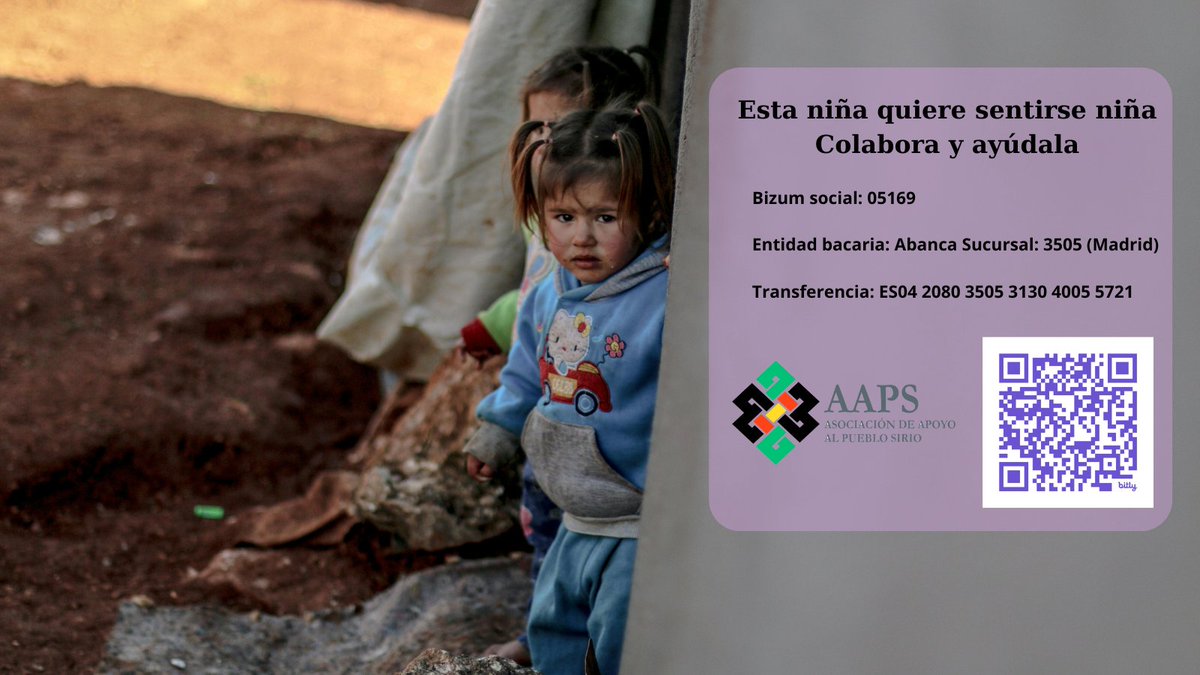 ❓👉 ¿Quieres saber cómo es la vida de las niñas en Siria?

💔 Esta niña y otras miles más querrían poder vivir una vida diferente a la que vieven. 

🤝 Colabora: bit.ly/43gkwSi

👋 No te pierdas nuestra noticia sobre la situación de estas niñas: bit.ly/3TQrQ3Y