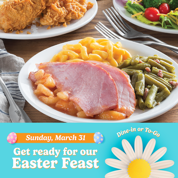 Hop on over to Shoney's this Easter for a feast like no other! 🐣 Our delicious spread of ham, mashed potatoes, fried chicken, fish, veggies, and more will have your taste buds dancing. Bring the whole family to Shoney's for a feast you won't forget! 🥕🐰 #EasterFeast