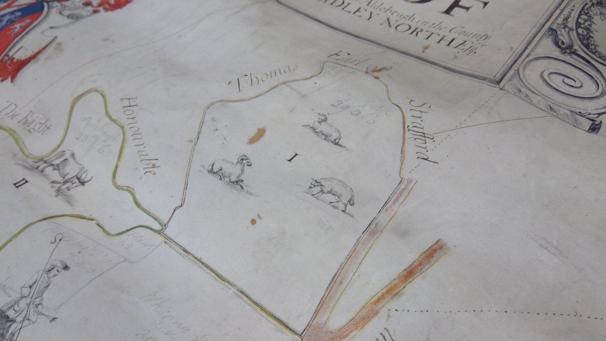 Spring has sprung in the search room at The Hold. We found these lovely sheep and lambs decorating a map that was being viewed - an Exact Mapp of the lands and Premises commonly called Aldeburgh Hall Farm, dating from 1733. (HA18/E/G/1).