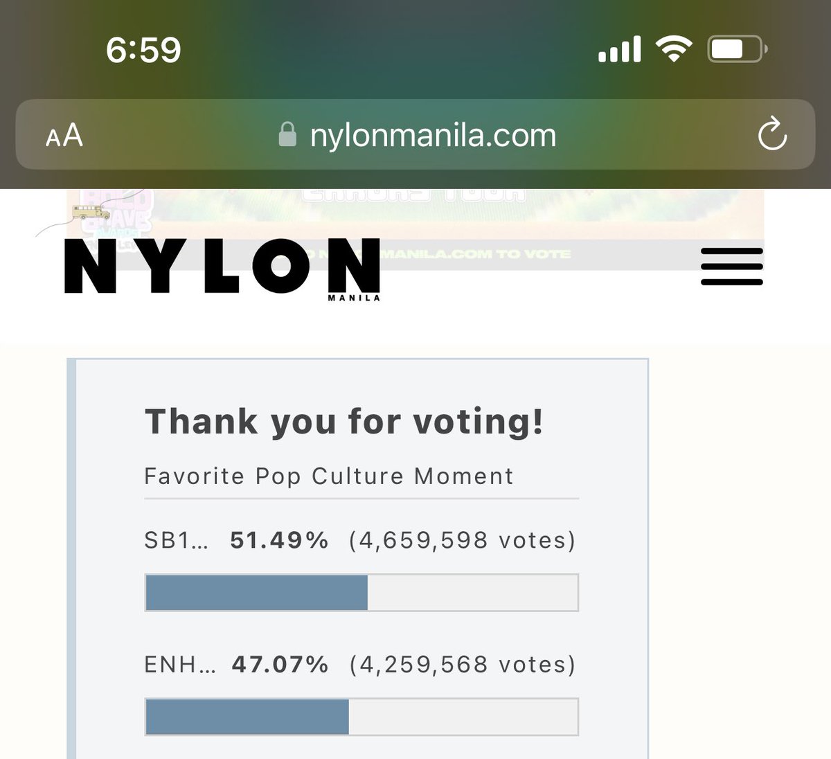 400K gap unlocked! Now let’s go get that 500K goal! Just keep on voting and if possible please to not engage on any tweets that will make us lose our focus. 😉 Nonchalant chalant Non chalant chalant 🎶 Link: nylonmanila.com/big-bold-brave… @SB19Official #SB19