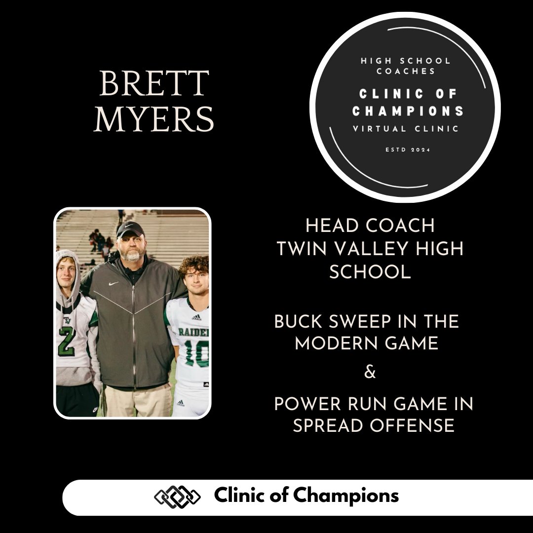 GREAT first night of #highschoolvirtualclinicofchampions Night two tonight! You can still access live clinic talks and replays of presentations. Sign up at coc.coachesclinic.com Some of tonight's presenters below @5KeepitR_E_A_L @CoachBrettMyers @The_Coach_A @CoachDrake31