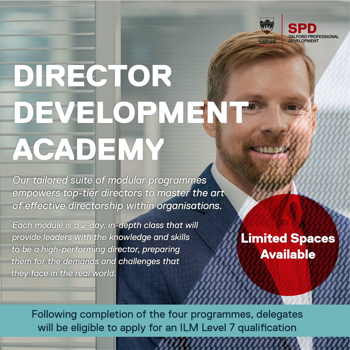 SalfordUni_SPD's tweet image. Our Director Development Academy is designed to prepare aspiring Directors to excel in their roles. ✅

Learn from expert tutors, network with likeminded professionals and gain optainal accreditation 

Find out more now at salford.ac.uk/spd/directors-…

#DirectorTraining #SPD
