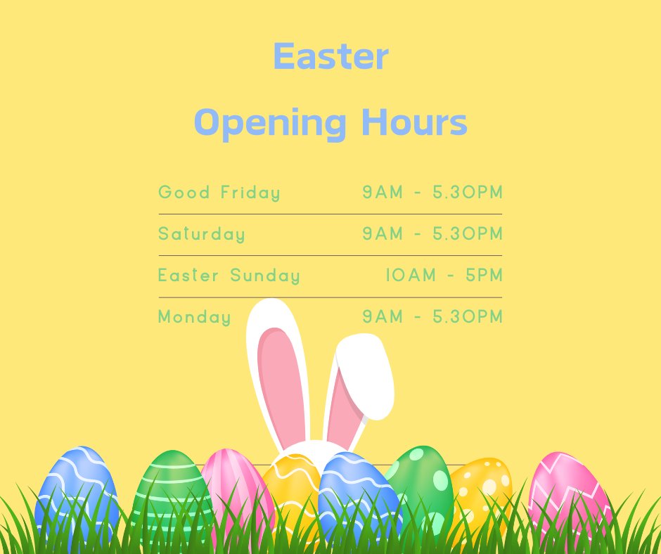 🐰 EASTER OPENING HOURS

Please check individual retailers opening hours, as times may vary ⏰🛍
#easteropeninghours #burnsmallkilmarnock #burnsmallshoppingcentre #burnsmall