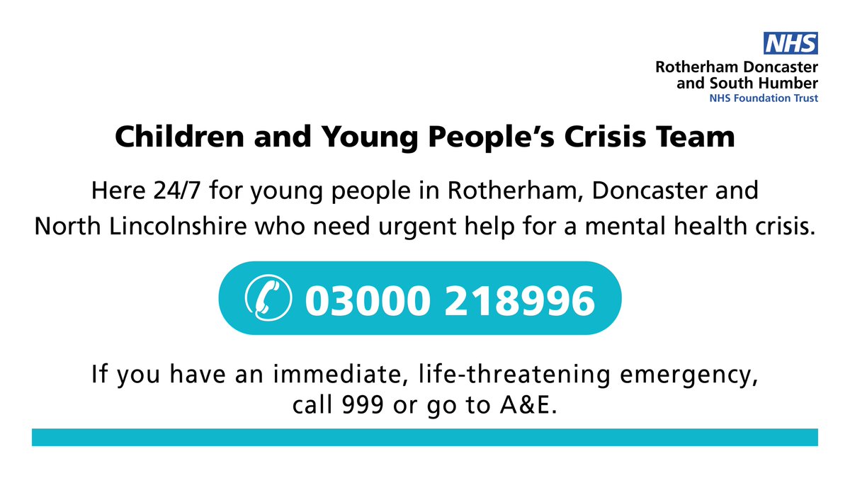 Our Crisis Teams are available for anyone needing urgent mental health support across #DoncasterIsGreat #RotherhamIsWonderful and #NLincsIsGreat Help is on hand 24 hours a day, 7 days a week... you don't have to suffer in silence.