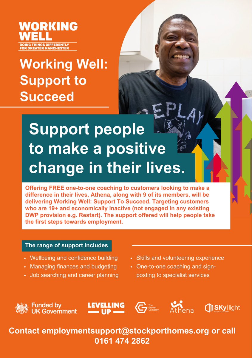 skylight_sk's tweet photo. Working Well: Support to Succeed programme will help customers take the next steps on their journey towards employment.

We are proud to be delivering this service across Stockport and Trafford

To refer a customer go to https://t.co/29dqRoqZcg https://t.co/nwYgIpi79q
