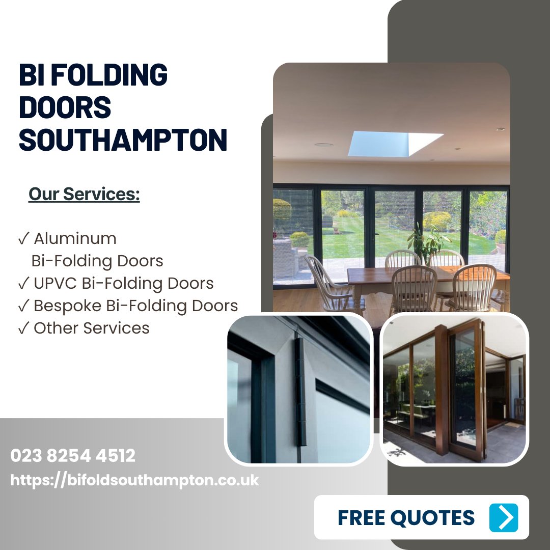 DoorsFold's tweet photo. This week, Bi-Fold Doors Southampton completed installations of Aluminium, UPVC, and Custom Bi-Folding Doors. Upgrade your space with our stylish doors. Visit us online or call 023 8254 4512.

#southampton #aluminumbifoldingdoors #upvcbifoldingdoors #bespokebifoldingdoors https://t.co/k50XlcfoR5
