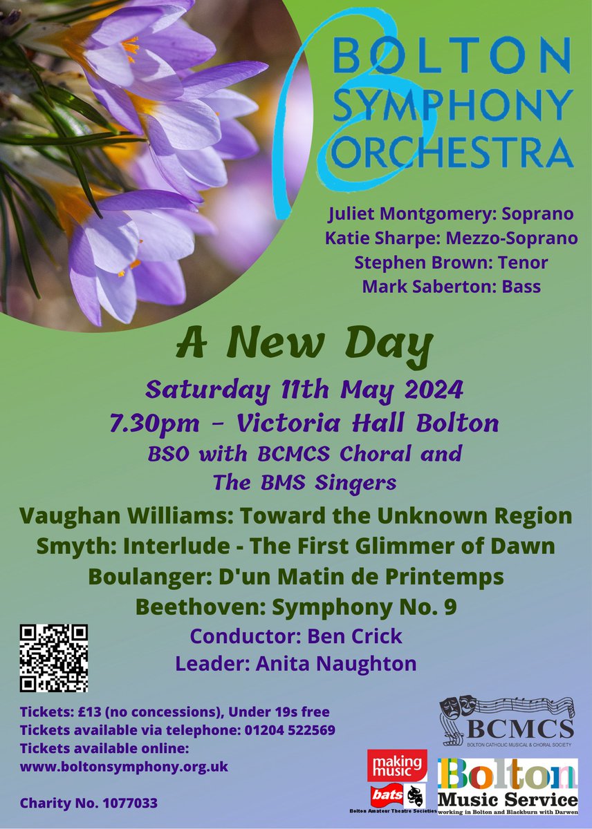 Beethoven’s Choral Symphony is coming to #Bolton! Don’t miss it, this doesn’t happen often!! @VicHallBMM 11 May. Conducted by @bencrickmusic @BoltonFM @TheBoltonNews @boltoncouncil @BCMCSbltn @BMSSingers @BoothsMusic @VisitBolton