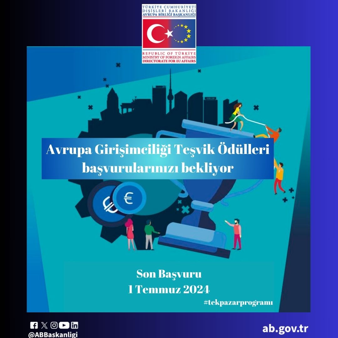 ABBaskanligi's tweet image. Girişimciliğin geliştirilmesine yönelik model ve programlar geliştiren ve uygulayan kurum/kuruluşların katılabileceği Avrupa Girişimciliği Teşvik Ödülleri başvurularınızı bekliyor. @Kosgeb #SingleMarket

Detaylı bilgi ve başvuru için bit.ly/3vqath5
⌛️Son Başvuru 1 Temmuz