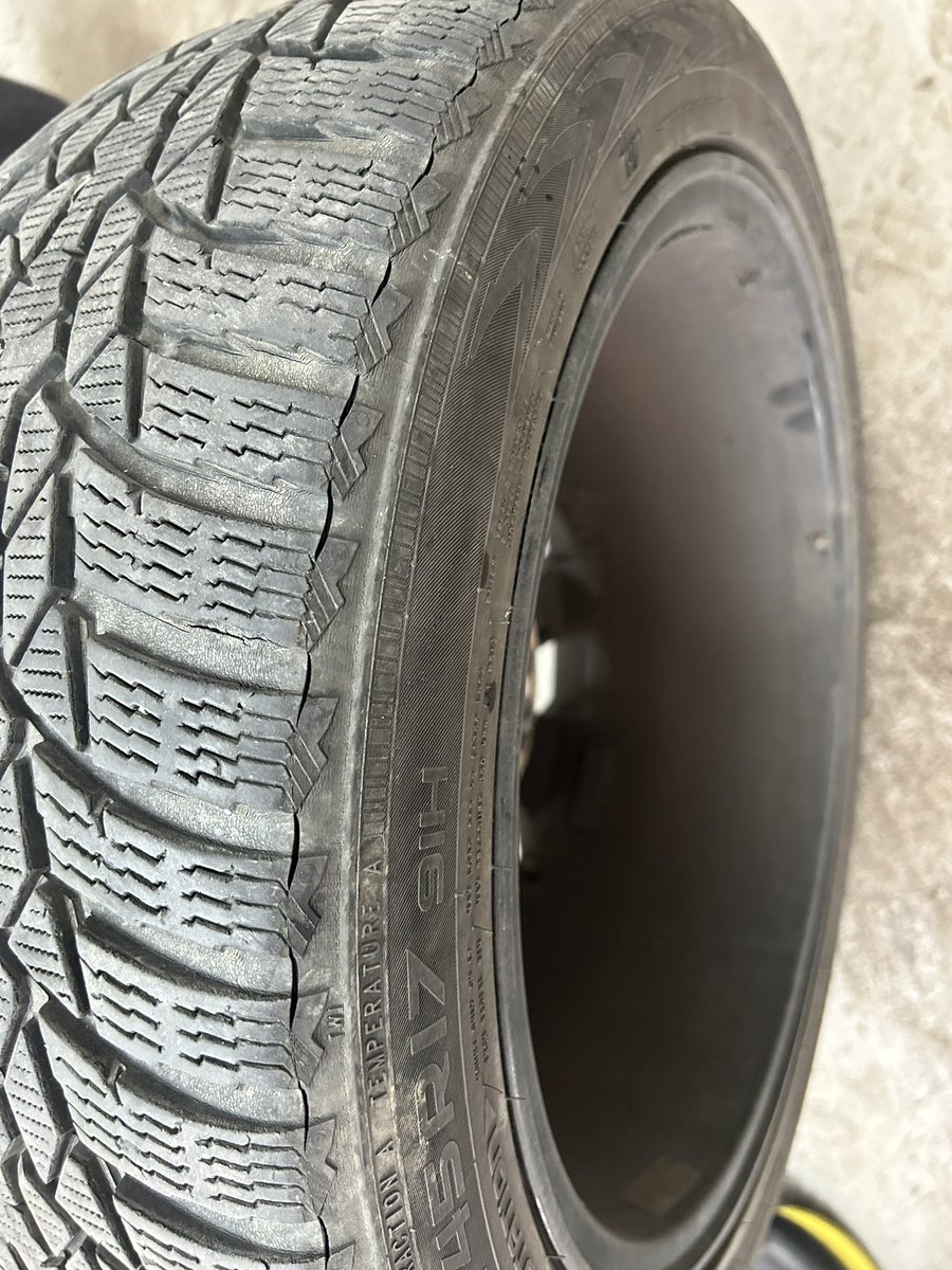 DostalAles's tweet photo. Dear @NokianTyresCom today we found on all my four tyres these cracks. Are these tyres still safe and secure for next winter season? Thank you in advance. https://t.co/hu9ng8zgNG