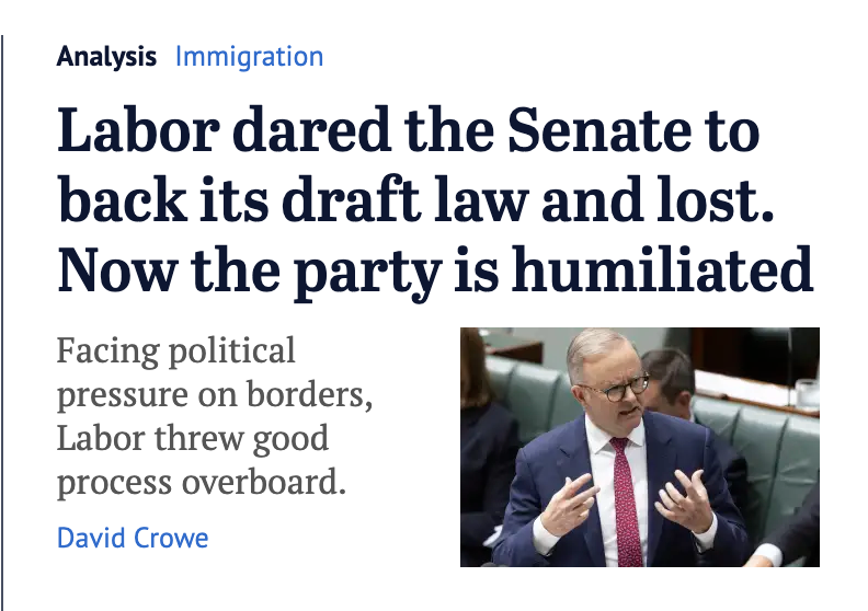 The Government deserved to lose this vote - a disgrace. The worst kind of throw back to their obsessive attempts to avoid being wedged. ignoring - as ever - the fact they're IN government and can set the agenda.  

Bring on a progressive crossbench holding the balance of power.
