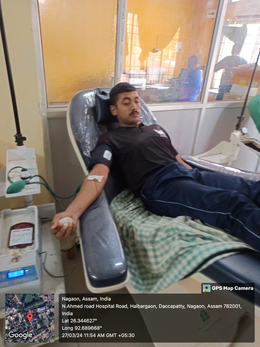 SUO Hrishikesh, BKB College 8 Assam Bn NCC responded to SOS call from Distt hospital Nagaon for AB+ blood for an emergency case. Cdt Hrishikesh volunteered & donated his blood. CMO rang up the unit to convey his appreciation for this selfless act. @HQ_DG_NCC @prodefgau