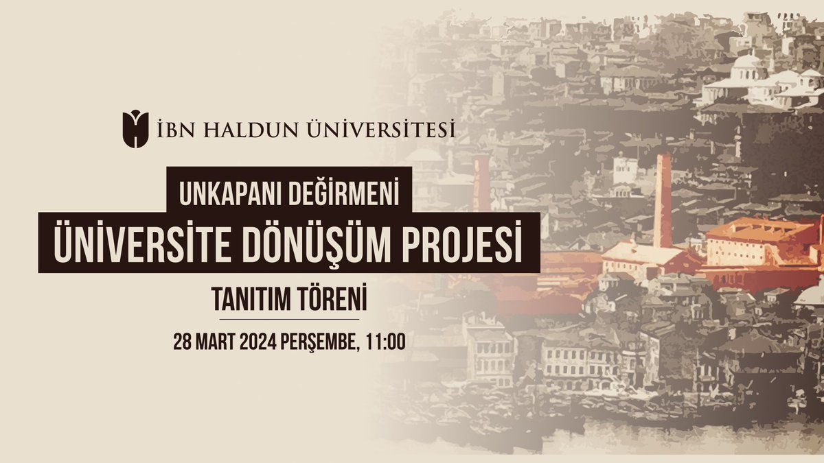 📌Unkapanı Değirmeni Üniversite Dönüşüm Projesi Tanıtım Töreni #ibnhaldunüniversitesi 🗓️ 28 Mart 2024 Perşembe / 11:00 📍 Yavuz Sinan Mah. Unkapanı Değirmeni Sokak 515 Ada 1 Parsel Fatih/İstanbul