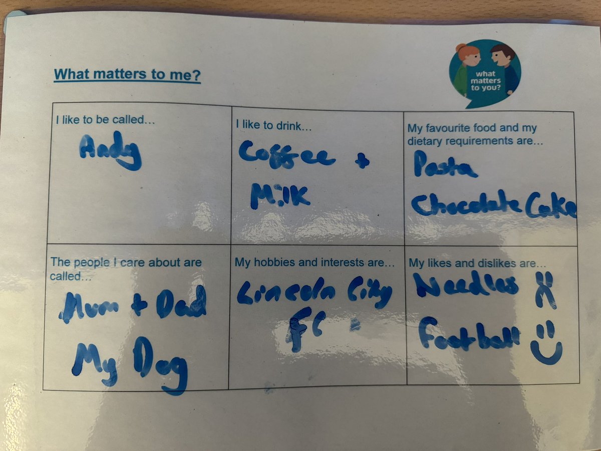 ULHT MEAU (@ulhtmeau) on Twitter photo Taking inspiration from <a href="/tommyNtour/">Tommy Whitelaw BCAh</a> talking about <a href="/PersonCentredVo/">Person Centred Voices</a> at <a href="/theRCN/">The RCN</a> #acutesymp we have today introduced “What Matters to Me” boards behind our best spaces to allow our staff to better understand the individuals they are looking after! Taking inspiration from <a href="/tommyNtour/">Tommy Whitelaw BCAh</a> talking about <a href="/PersonCentredVo/">Person Centred Voices</a> at <a href="/theRCN/">The RCN</a> #acutesymp we have today introduced “What Matters to Me” boards behind our best spaces to allow our staff to better understand the individuals they are looking after!