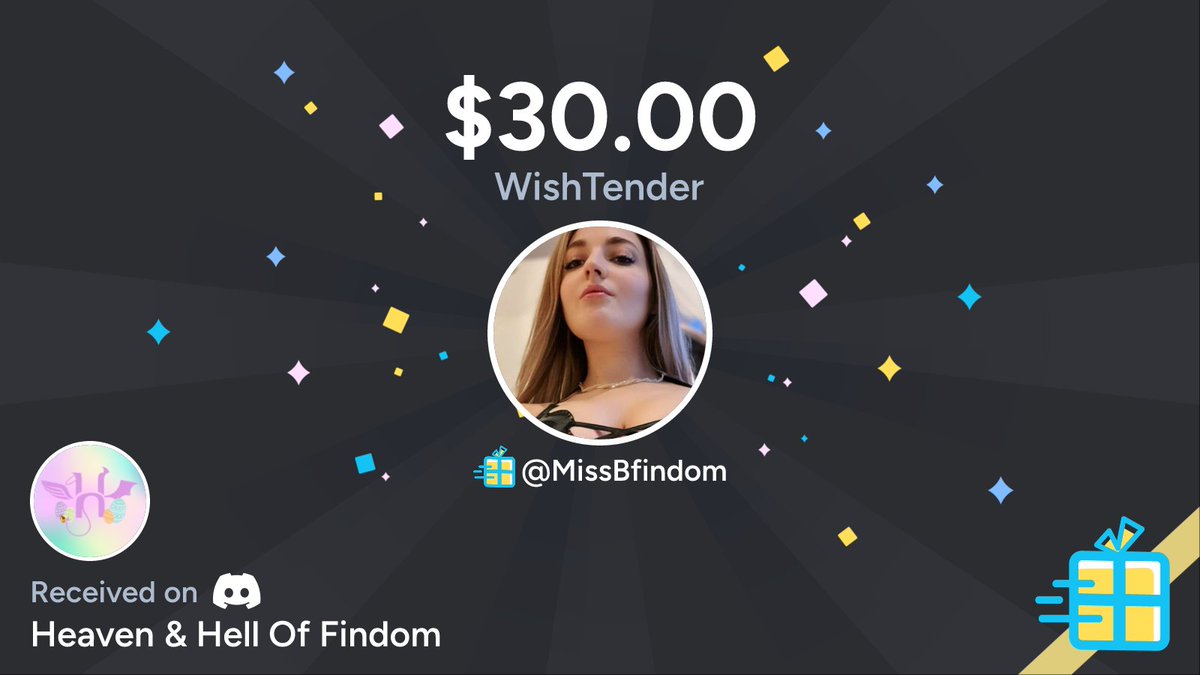 'Lucy' just bought a gift off MissB.'s wishlist worth $30.00 on Discord in Heaven & Hell Of Findom  💫⚡️💎

Check out MissB.'s wishlist at wishtender dot com /MissBfindom