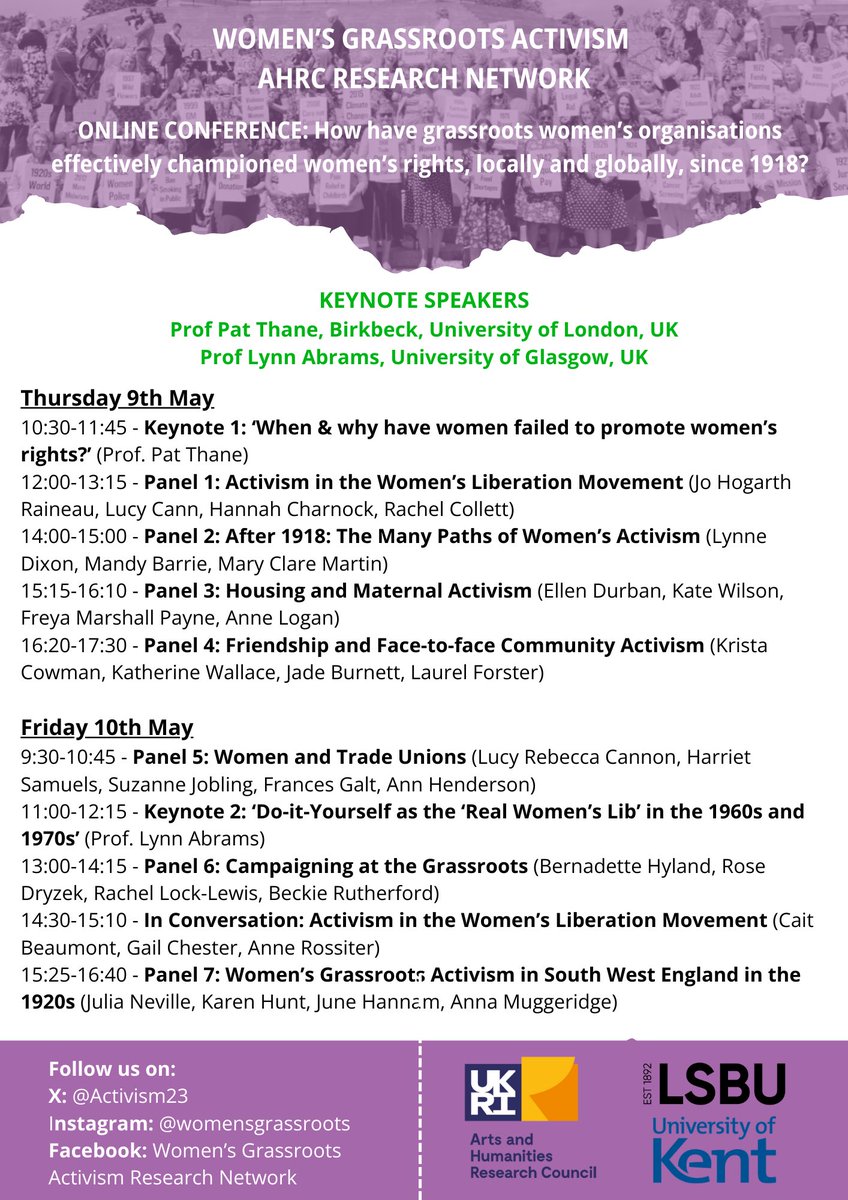 We are delighted to share the programme for our rescheduled online conference - on 9-10th May 2024. Sign up for a place here: eventbrite.co.uk/e/womens-grass…