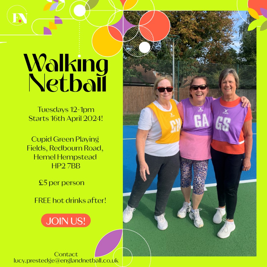 NEW Walking Netball group starting in #HemelHempstead!

Join us for a walk on the mild side!