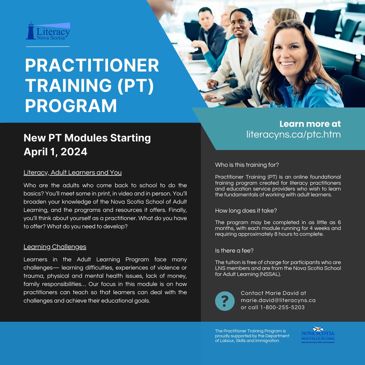 literacy_ns's tweet photo. New Practitioner Training (PT) modules are starting Monday, April 1, 2024:

📚 Literacy, Adult Learners, and You
📚 Learning Challenges

To learn more, visit https://t.co/O2doK3Ux0t or contact Marie.David@literacyns.ca to enroll.

#PractitionerTraining #PTProgram #AdultLearners https://t.co/1U8O1FFvV0