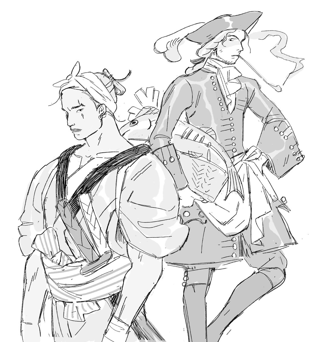 Last year I did Golden Age of Piracy style One Piece sketches but then I forgot