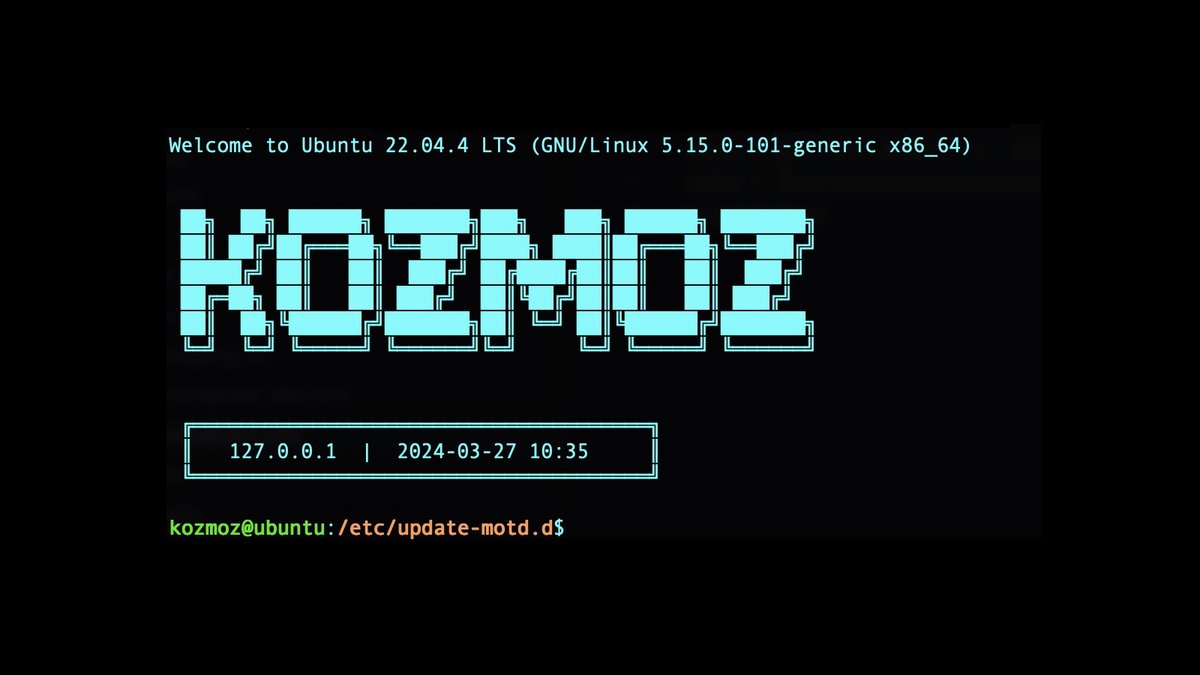 Just set up our latest development server 🚀 and crafted a sleek welcome screen that's out of this world!
#ubuntu #asciiart #kozmoz #design #development