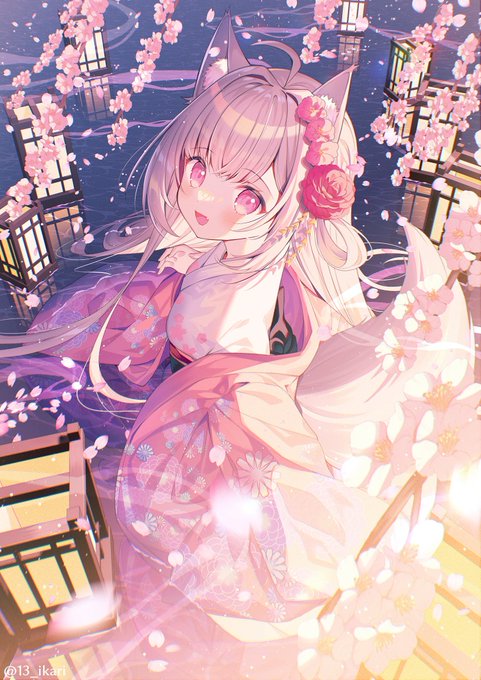 #さくらの日夜桜ときつねちゃん 