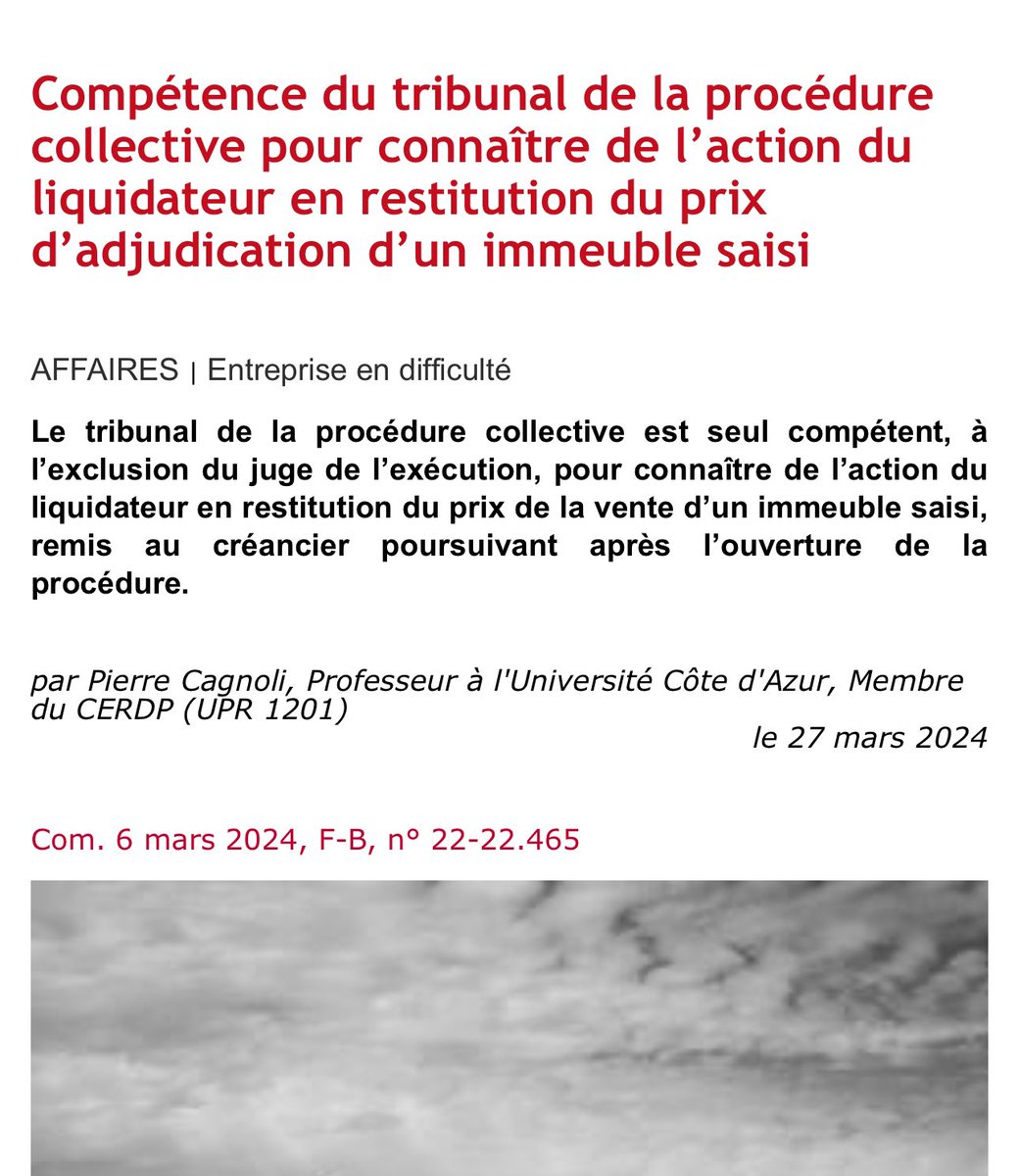 Compétence du juge de la la faillite vs celle du JEX : retrouvez les observations de P. Cagnoli au <a href="/Dalloz/">Editions Dalloz</a> actu du jour ⬇️ <a href="/DroitScPoNice/">DroitSciencePoNice</a> <a href="/cerdp1201/">CERDP</a>