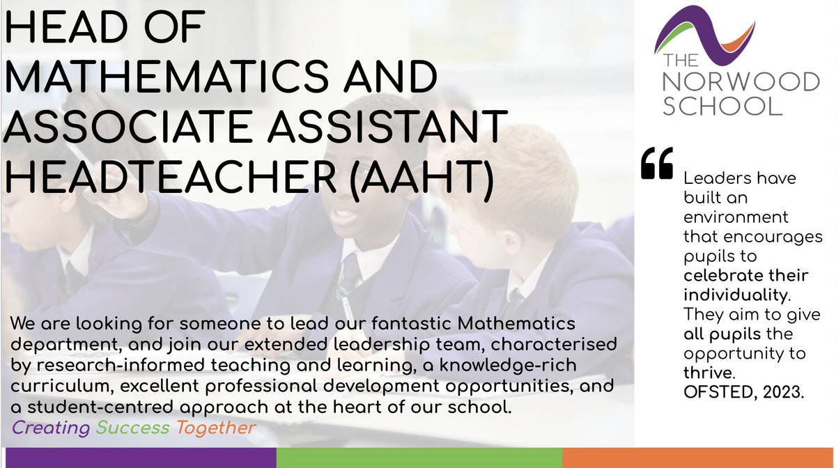 This is a fantastic opportunity to lead our brilliant Mathematics department and become part of our extended leadership team! Get in touch to find out more: tes.com/jobs/vacancy/h…