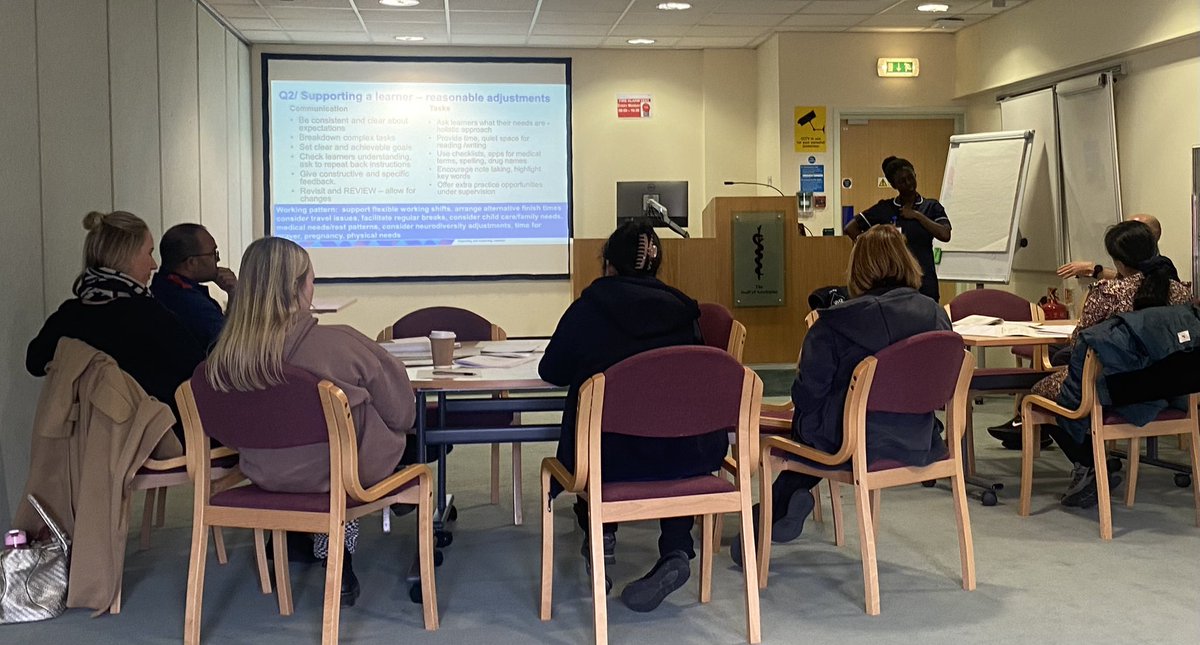 preceptormel's tweet photo. Dorcas &amp; Tom facilitating a great discussion on #reasonableadjustments &amp; providing a sense of belonging for #NursingStudents on Supervising &amp; Assessing Learners Update @UHSussex in #HaywardsHeath

#PracticeSupervisors #PracticeAssessors 

Next…me+ #Preceptor support #NRN 😍 https://t.co/Z2MmicjaSp