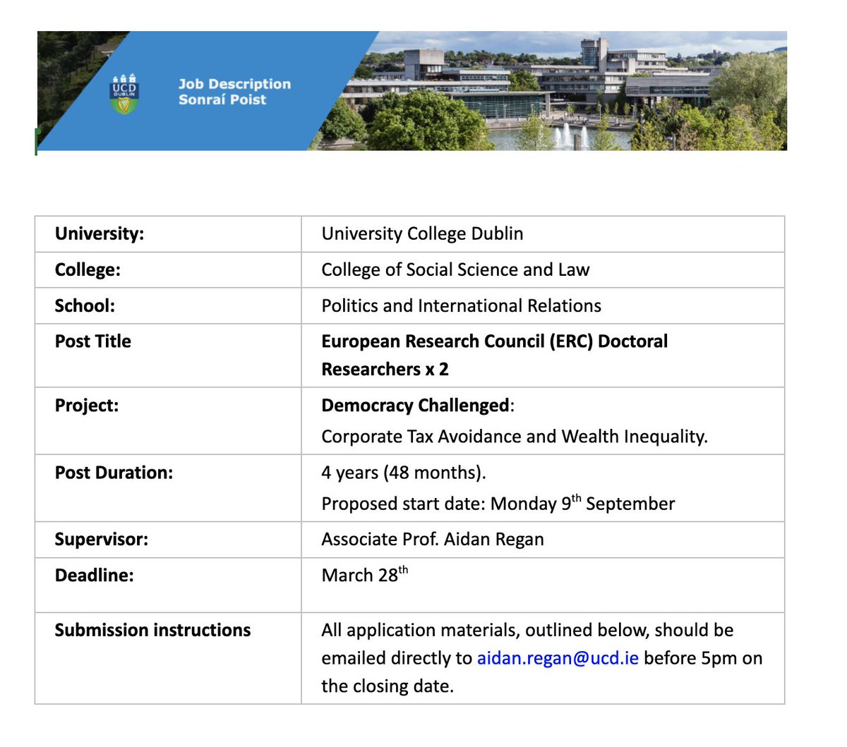 ⏰ Last call! Interested in political economy, wealth inequality and corporate tax avoidance? 2 x 4-year fully funded doctoral researcher positions. Detailed job description and application process 👇 docs.google.com/document/d/11O… Deadline tomorrow. Please share widely!