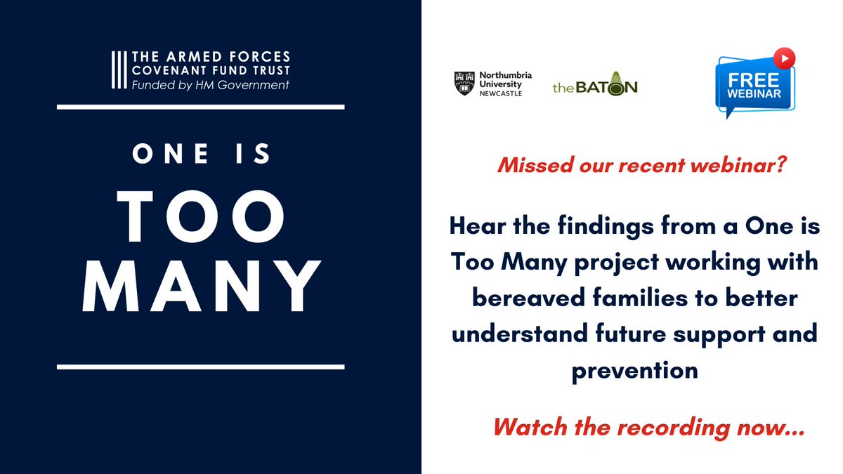 Missed our recent One Is Too Many webinar, which took place on 20 March? Watch the recording and access the report, ‘One is too Many: A Conceptual Framework for Safety Planning within Service Delivery for Veterans and their Families’ on our website now at bit.ly/3TUDACk