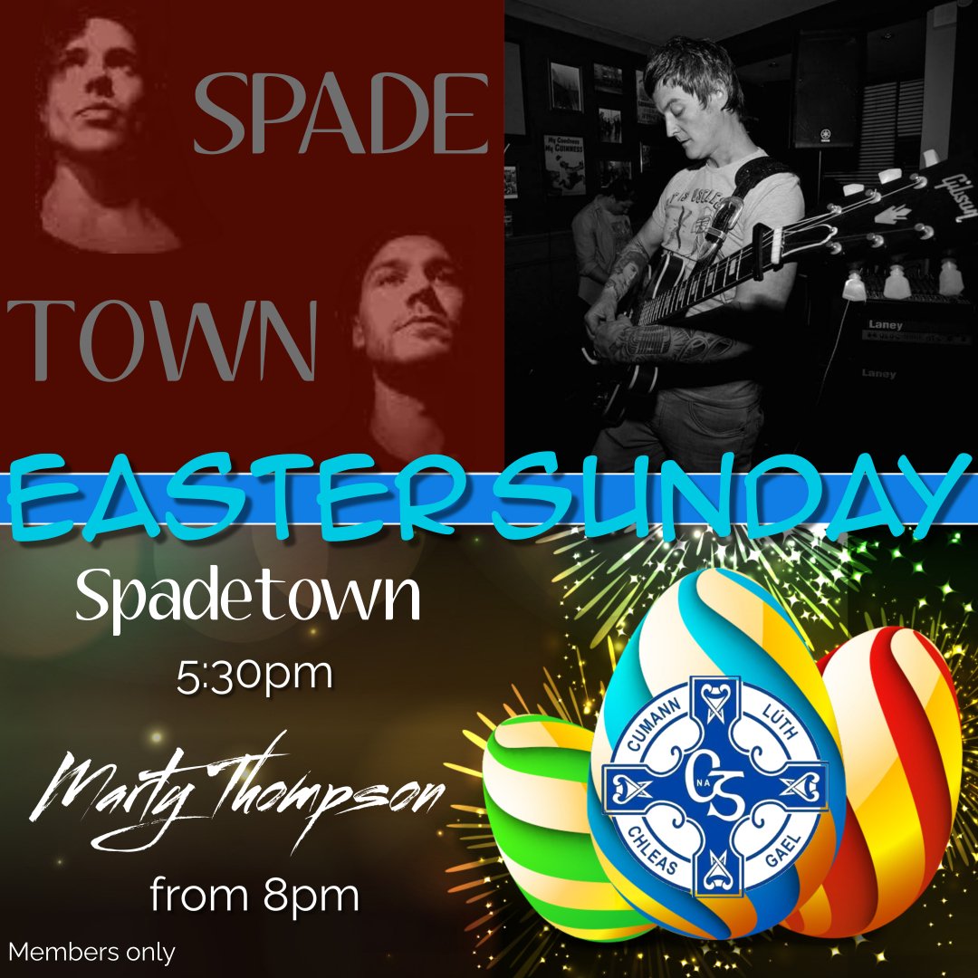 Full day of entertainment lined up for Easter Sunday. All the sporting action live on the big screen followed by live music from some of lurgans finest talent. #membersonly