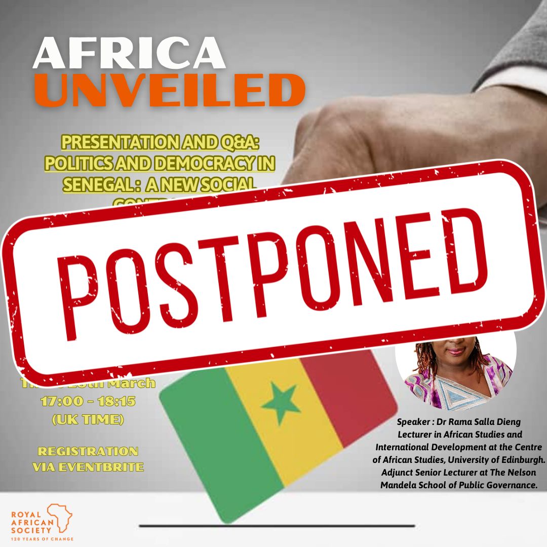 To everyone who was looking forward to the 2nd installation of Africa Unveiled tomorrow, the event has been postponed. We will be in touch soon with the new dates, so watch this space!