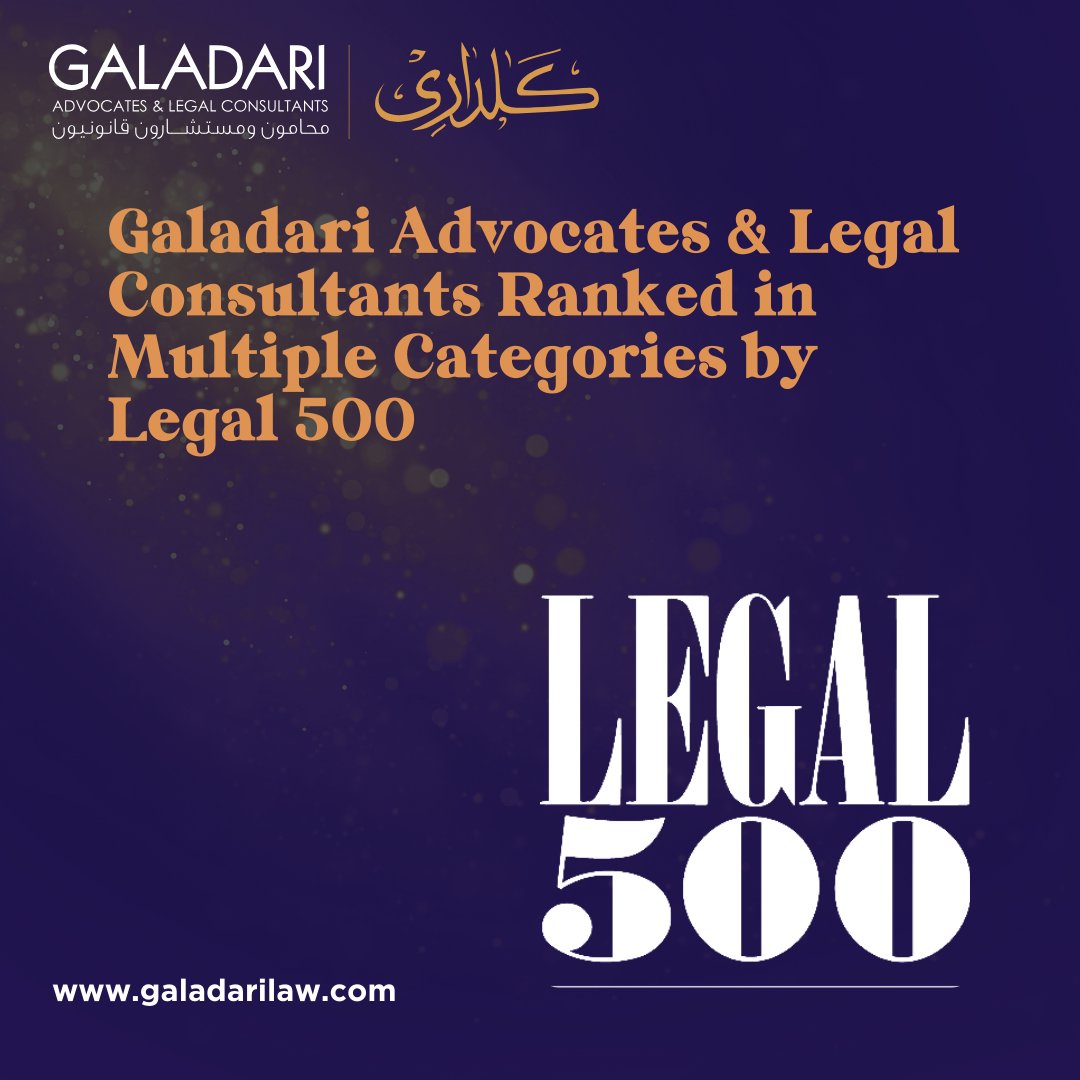 GaladariLaw's tweet photo. Galadari Advocates &amp; Legal Consultants has been recognized by The Legal 500 EMEA, a prestigious international legal directory, for its excellence in multiple categories.
 
Read the full press release here: https://t.co/h3hnLhXYlI

@thelegal500 https://t.co/qxJ8BDyaEl