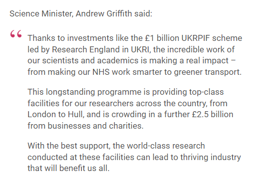 ICYMI: Yesterday we announced £63m through our UK Research Partnership Investment Fund (UKRPIF) for four new research centres. Since its inception, UKRPIF has invested £1bn, helping universities across the UK to establish 60 research centres & facilities: orlo.uk/Ug4hh