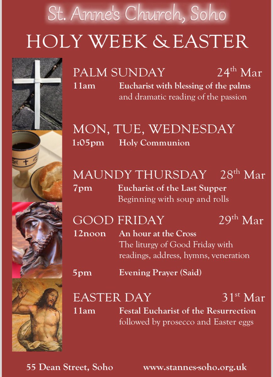 All our Easter services @AnnesSoho 55Dean street, Soho ✨🙏Wishing you a blessed and joy-filled Easter, overflowing with the grace of God.😇#SohoLondon #Easter #Soho