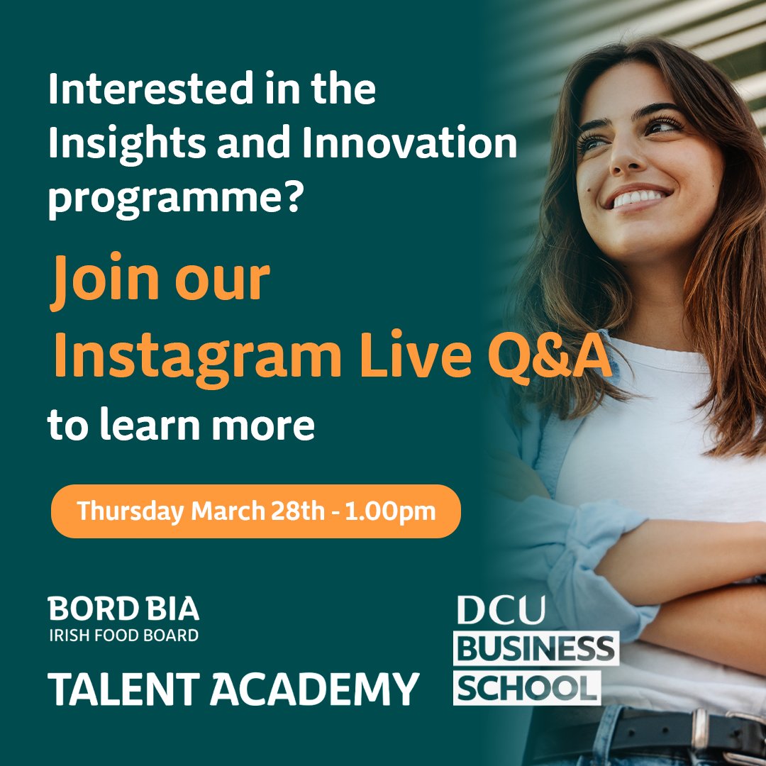 Are you interested in charting a career path in the world of food and drink? Join Bord Bia’s Instagram Live Q&A this Thursday March 28th (1pm), and discover how the Insights and Innovation programme can provide you with the next step in your career. instagram.com/bordbia/
