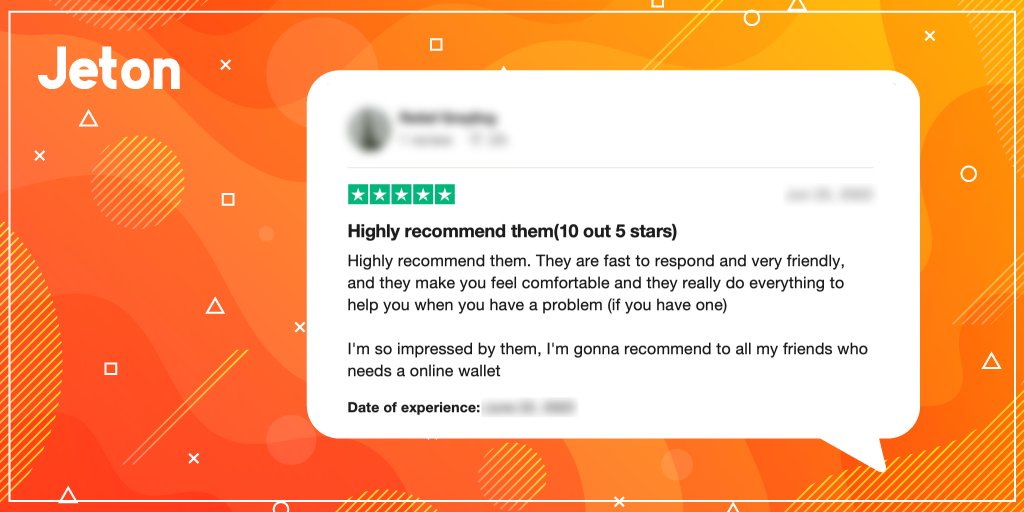 We love reading your reviews and comments about Jeton online! 🧡 #jetonwallet #customerreview #jeton #ewallet #onlinepayments #moneytransfer #sendmoney