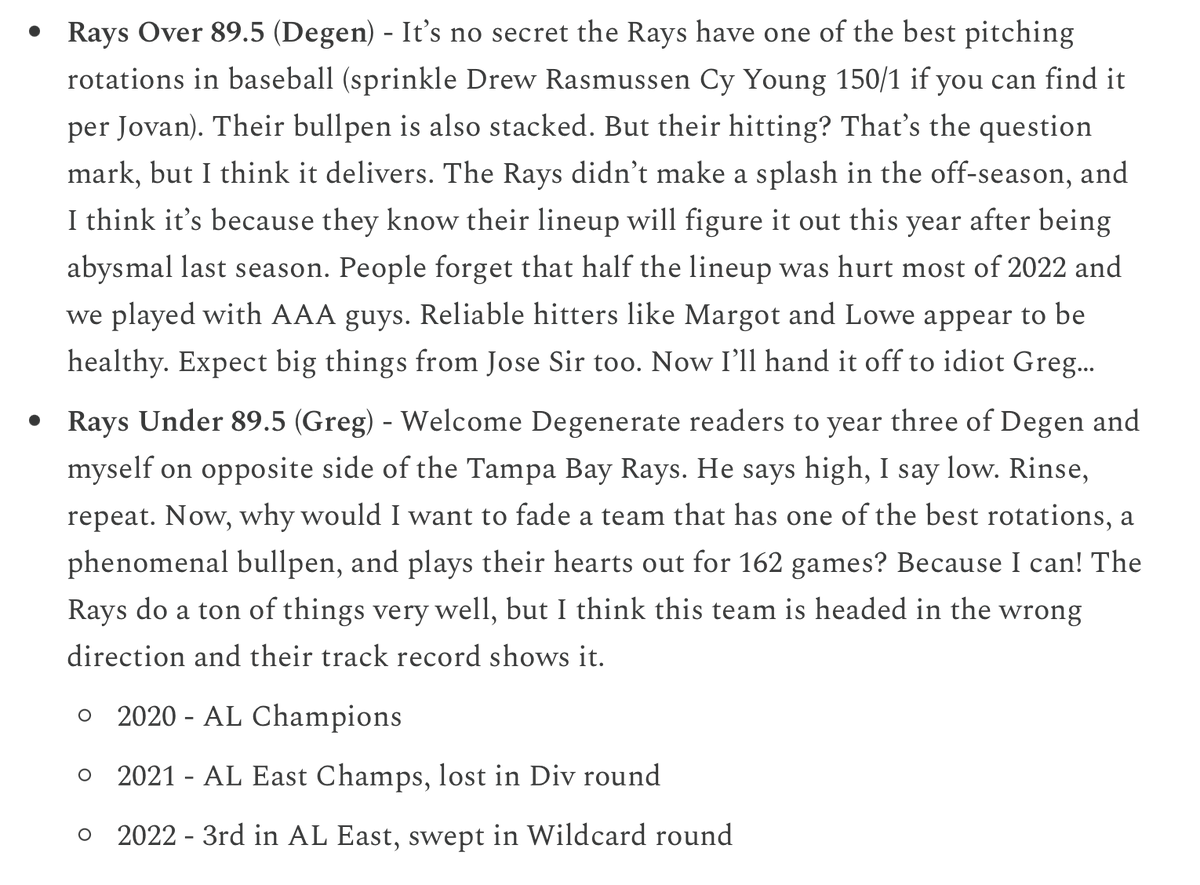 TheDegenWeekly's tweet photo. Working on the newsletter for this season MLB Future bets, and I couldn't help but revisit this from last year.
Brings a tear to my eye...#fuckgreg https://t.co/Uw87Vi7bXL