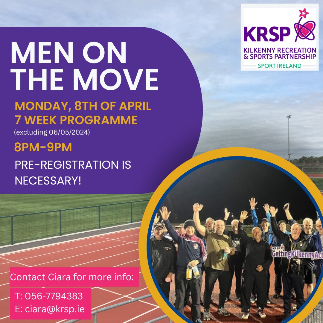 Looking to get moving or meet new people in April? 🕺 Why not check out some of the programmes starting up next month! A great way to start moving as we come into summer! Any questions on any of these programmes contact Ciara on 085-8782773 or ciara@krsp.ie 🤩