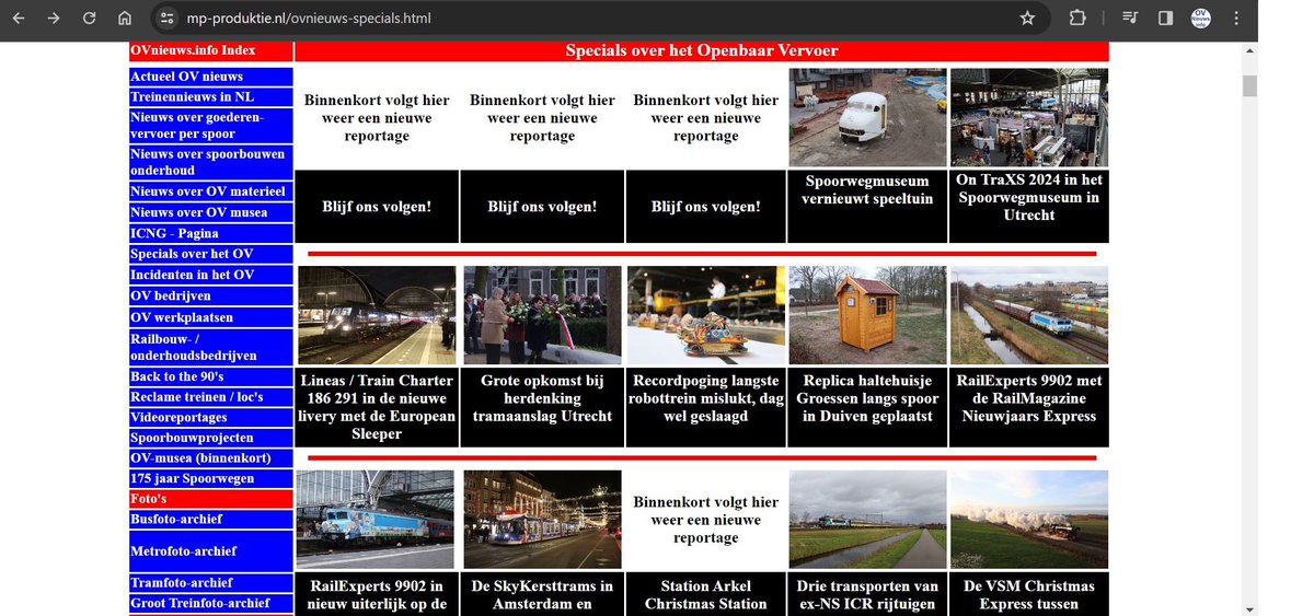 OVnieuwsINFO's tweet photo. We hebben onze pagina "Specials over het OV" weer geüpdatet.
Kijk eens rond in ons grote aanbod specials die wij de afgelopen 19 jaar al gemaakt hebben.
=> https://t.co/FpN4gfe6kD
#NS #Arriva #Keolis #GVB #HTM #RET #ProRail #Spoorwegmuseum #VSM #MBS #TransitOost #SSN #OVnieuws https://t.co/FWSnOhZmc2