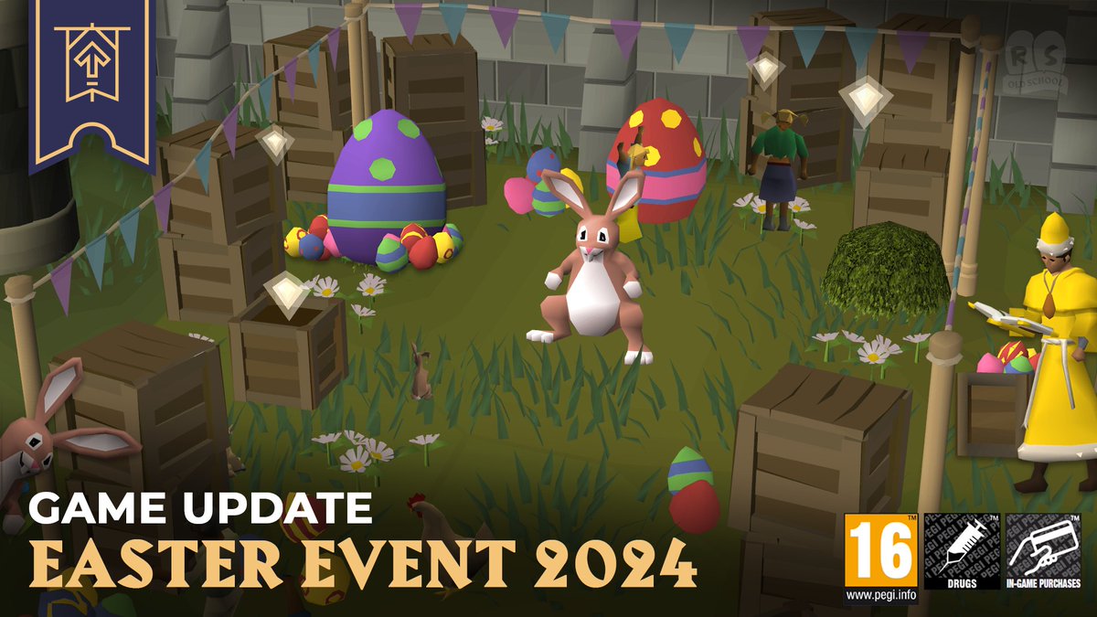 🎉We're now ready to resume our scheduled update! 🐰 Easter has arrived in Gielinor! Help the Easter Bunny egg-splore the whereabouts of the vanished eggs! 🌄 We’ve also got several feedback improvements to Varlamore following its launch! 🔗 osrs.game/Easter-2024