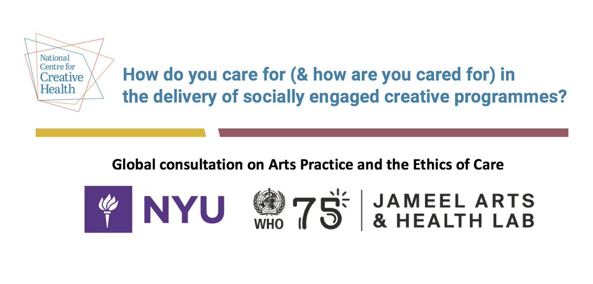 Last year we were delighted to host together w/ @CHWAlliance @ArtsHealthSW a Consultation on Arts Practice & the Ethics of Care. In p'ship w/@j_artshealthlab @ NYU commissioned by @WHO Arts & Health initiative, a summary of the Consultation is now live ncch.org.uk/news/with-care…