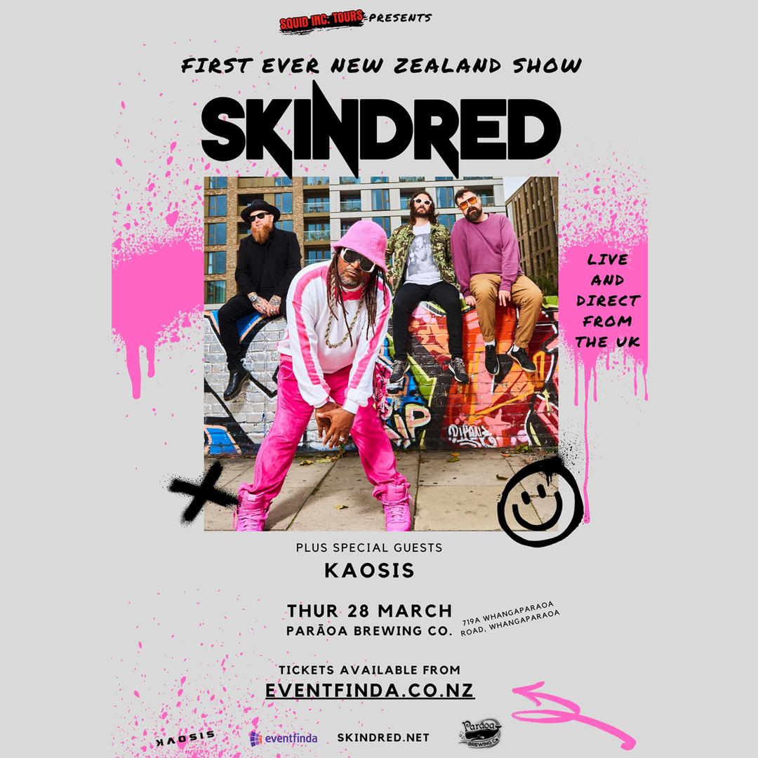 New Zealand - Tomorrow (March 28th) we play the Paraoa Brewing Company , Stanmore Bay, Auckland March 28th with special guests Kaosis. Grab the last tickets quickly from paraoa.co.nz/.../skindred-l…