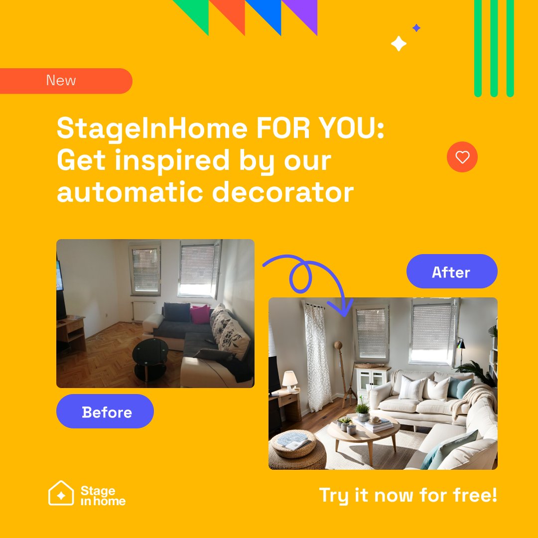 stageinhome's tweet photo. Just moved and clueless on where to begin or looking to refresh your space? ποΈπ¨ Upload your home's photo to @stageinhome and let our #AI spark your creativity. Build your dream home and effortlessly explore new decorative styles! #decoration #refreshyourspace #tech https://t.co/glIrTKjgA0