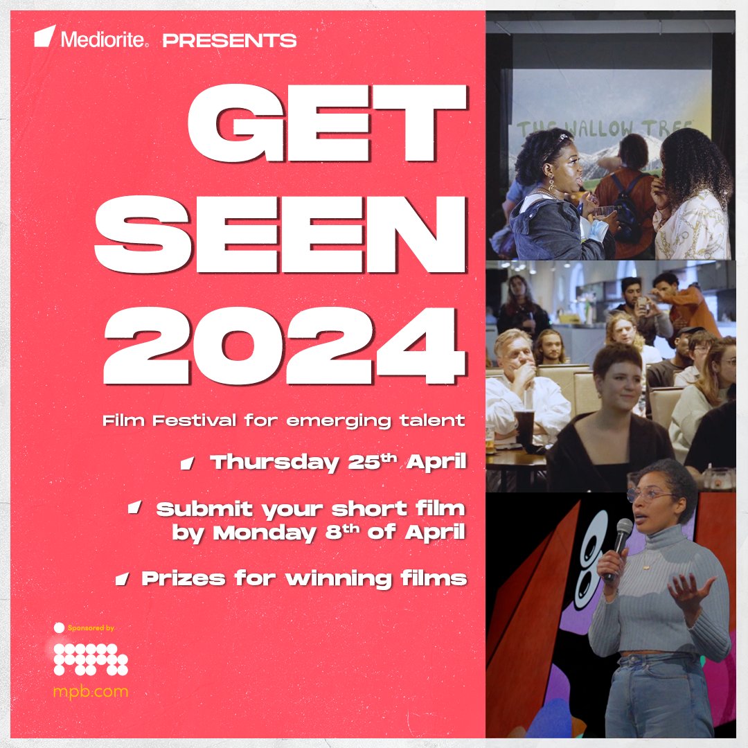 🎬 CALLING ALL FILMMAKERS! Got a story to share? Aged 18-30? Whether you're still in studying or just starting out in the industry, GET SEEN Film Festival 2024 wants to hear from you. Submit your short films by April 8th: forms.gle/gHAc88MGvbaBy2…