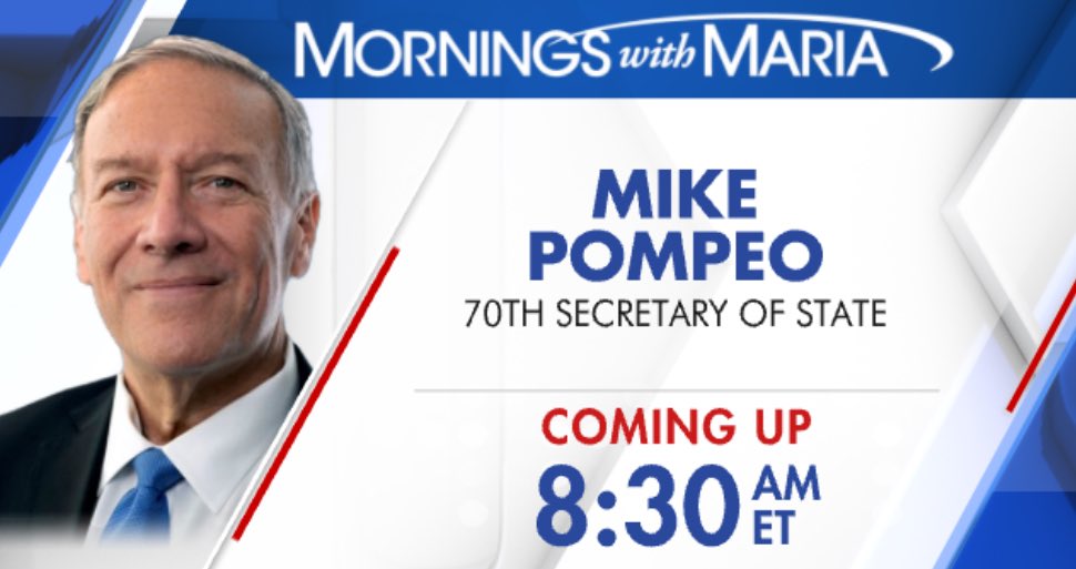 MariaBartiromo's tweet photo. GM hope you are having a good #Wednesday  join us now  @MorningsMaria @FoxBusiness 6-9am et we are discussing the #inflation impact of the collapsed bridge w @JCats2013 +  @SecPompeo coming up https://t.co/gF8B521YeA